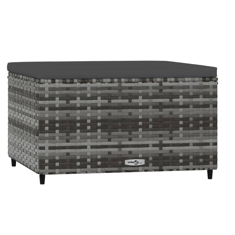 vidaXL szürke polyrattan kerti lábtartó párnával