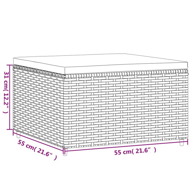 vidaXL szürke polyrattan kerti lábtartó párnával
