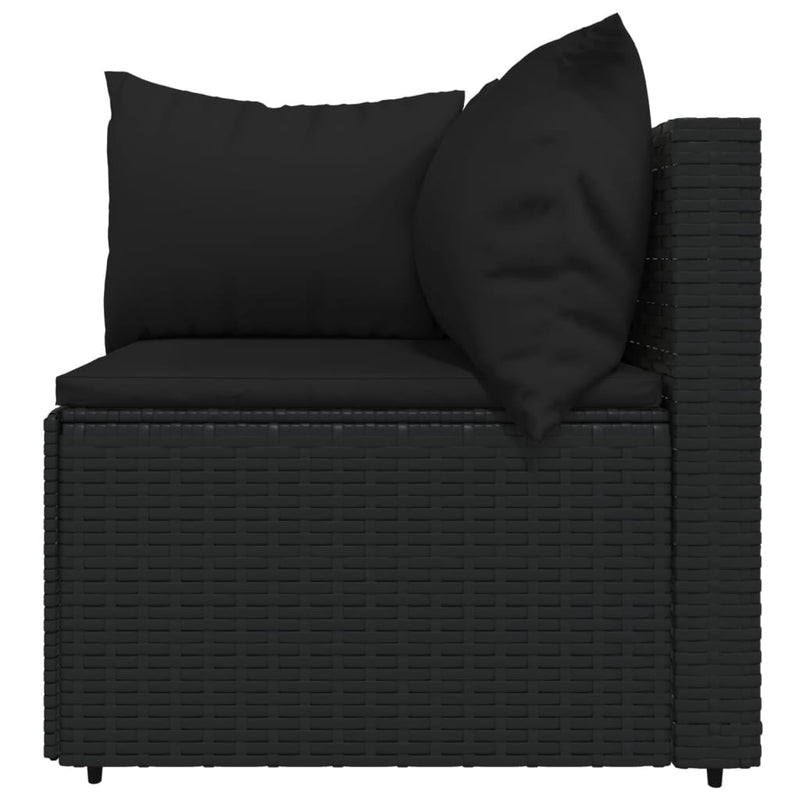 vidaXL 4 részes fekete polyrattan kerti ülőgarnitúra párnákkal
