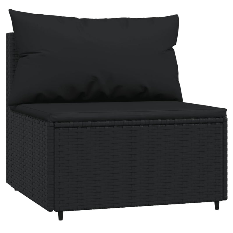 vidaXL 4 részes fekete polyrattan kerti ülőgarnitúra párnákkal