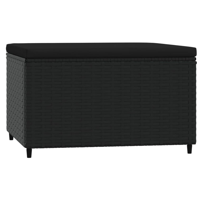 vidaXL fekete polyrattan kerti lábtartó párnával