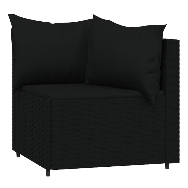 vidaXL 3 részes fekete polyrattan kerti ülőgarnitúra párnákkal