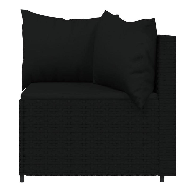 vidaXL 3 részes fekete polyrattan kerti ülőgarnitúra párnákkal