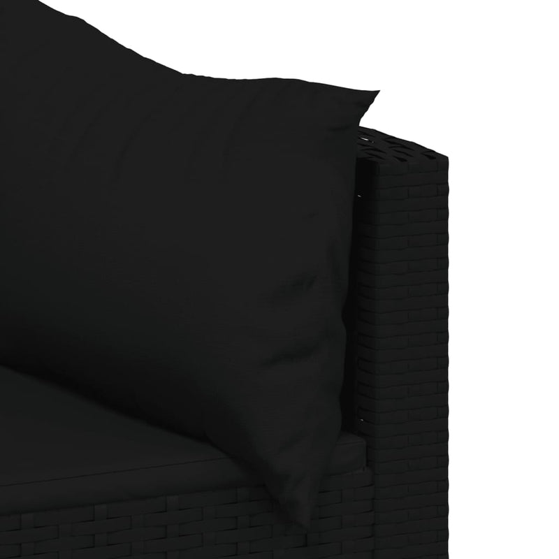 vidaXL 3 részes fekete polyrattan kerti ülőgarnitúra párnákkal