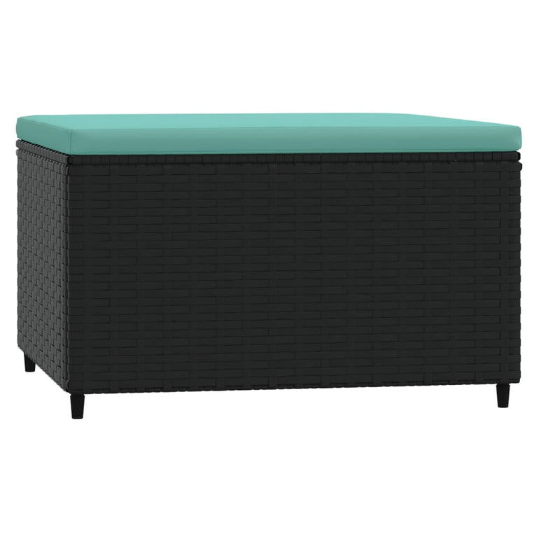 vidaXL 2 db fekete polyrattan kerti lábtartó párnákkal