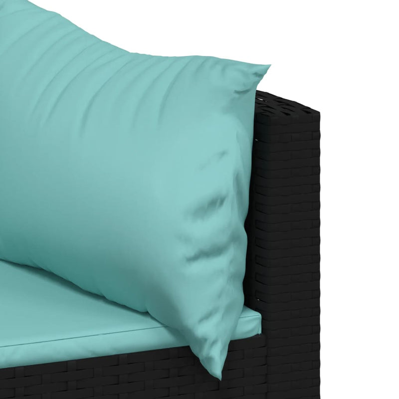 vidaXL 3 részes fekete polyrattan kerti ülőgarnitúra párnákkal