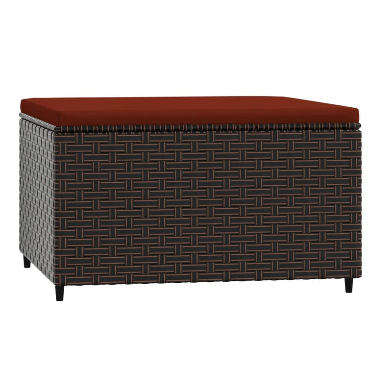 vidaXL barna polyrattan kerti lábtartó párnával