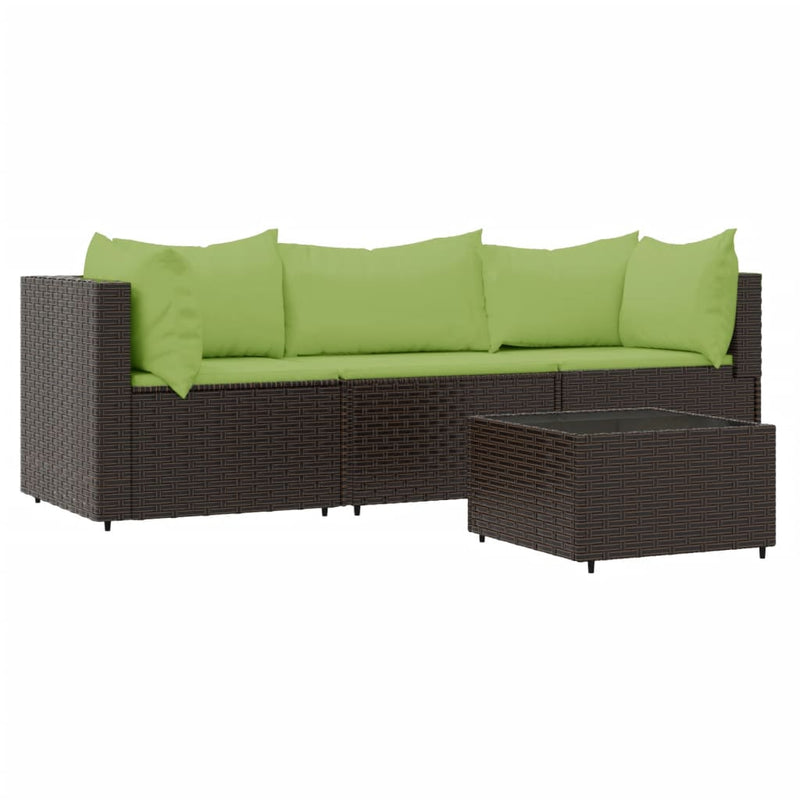 vidaXL 4 részes barna polyrattan kerti ülőgarnitúra párnákkal