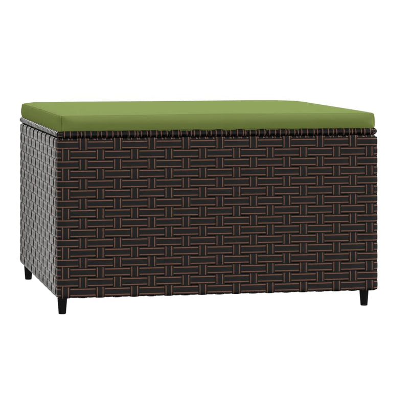 vidaXL barna polyrattan kerti lábtartó párnával