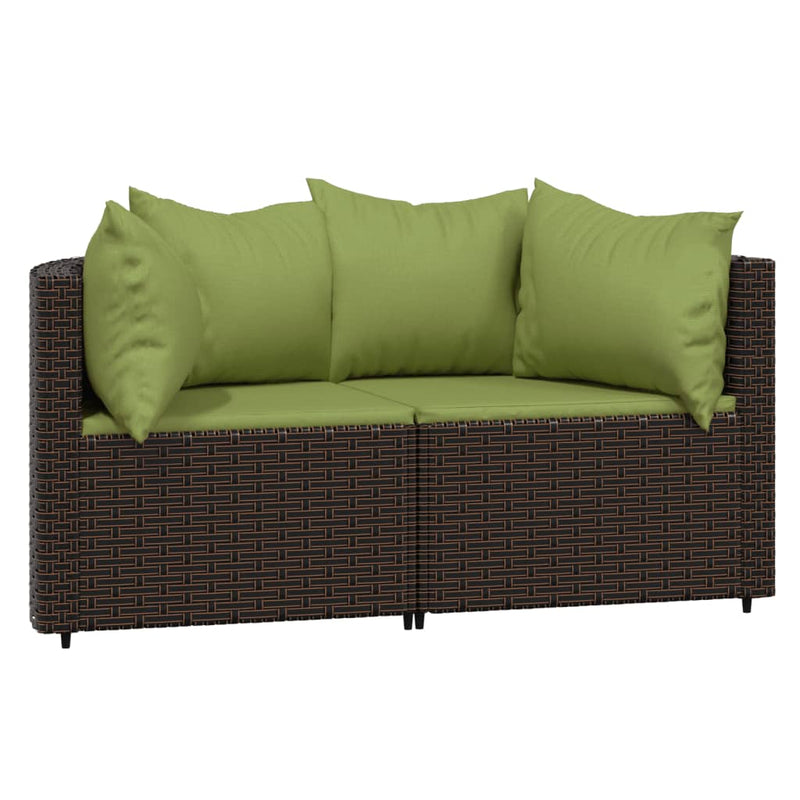 vidaXL 3 részes barna polyrattan kerti ülőgarnitúra párnával