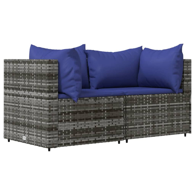 vidaXL 3 részes szürke polyrattan kerti ülőgarnitúra párnákkal