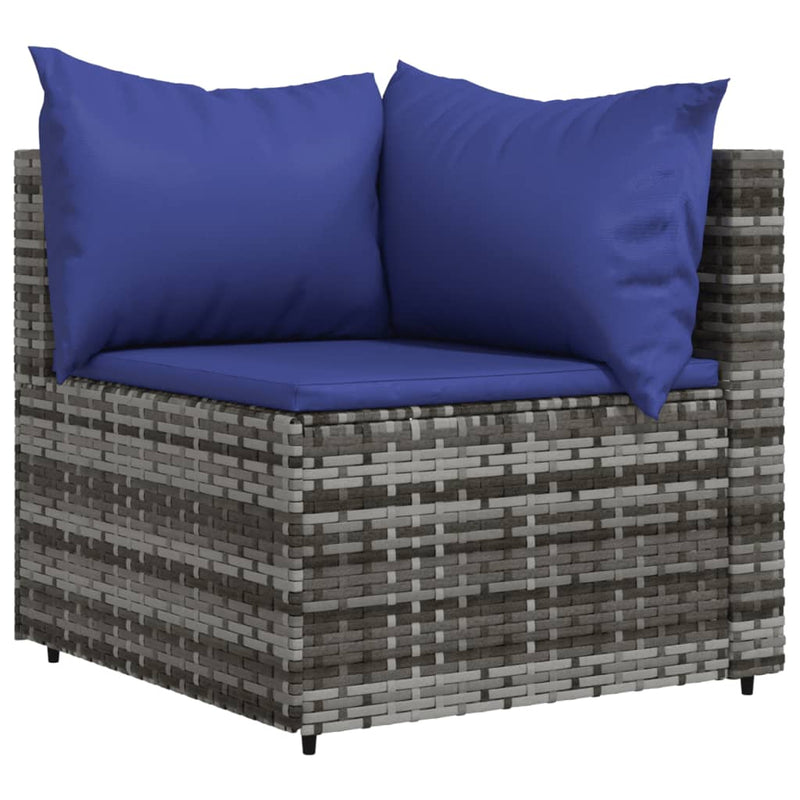 vidaXL 3 részes szürke polyrattan kerti ülőgarnitúra párnákkal