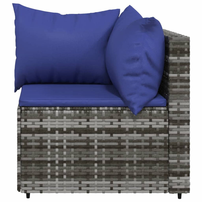vidaXL 3 részes szürke polyrattan kerti ülőgarnitúra párnákkal
