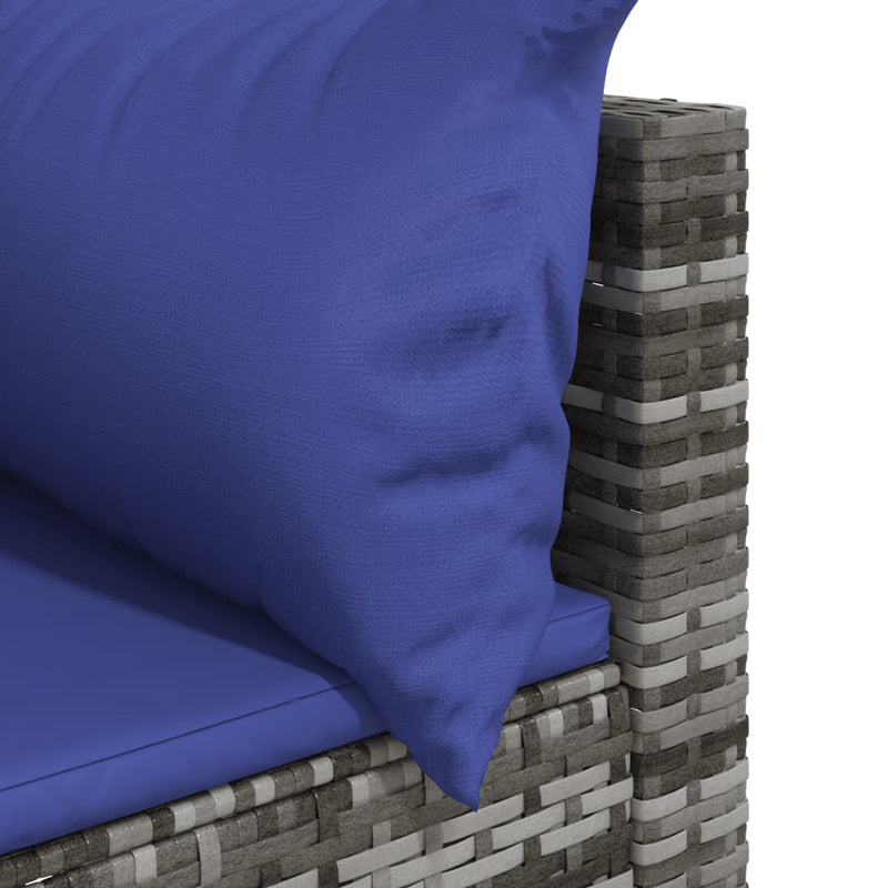 vidaXL 3 részes szürke polyrattan kerti ülőgarnitúra párnákkal