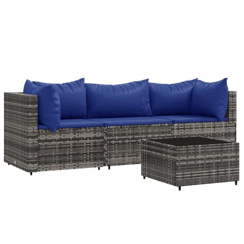 vidaXL 4 részes szürke polyrattan kerti ülőgarnitúra párnákkal