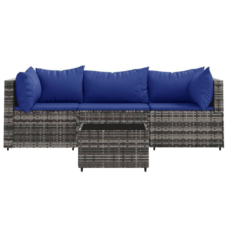 vidaXL 4 részes szürke polyrattan kerti ülőgarnitúra párnákkal