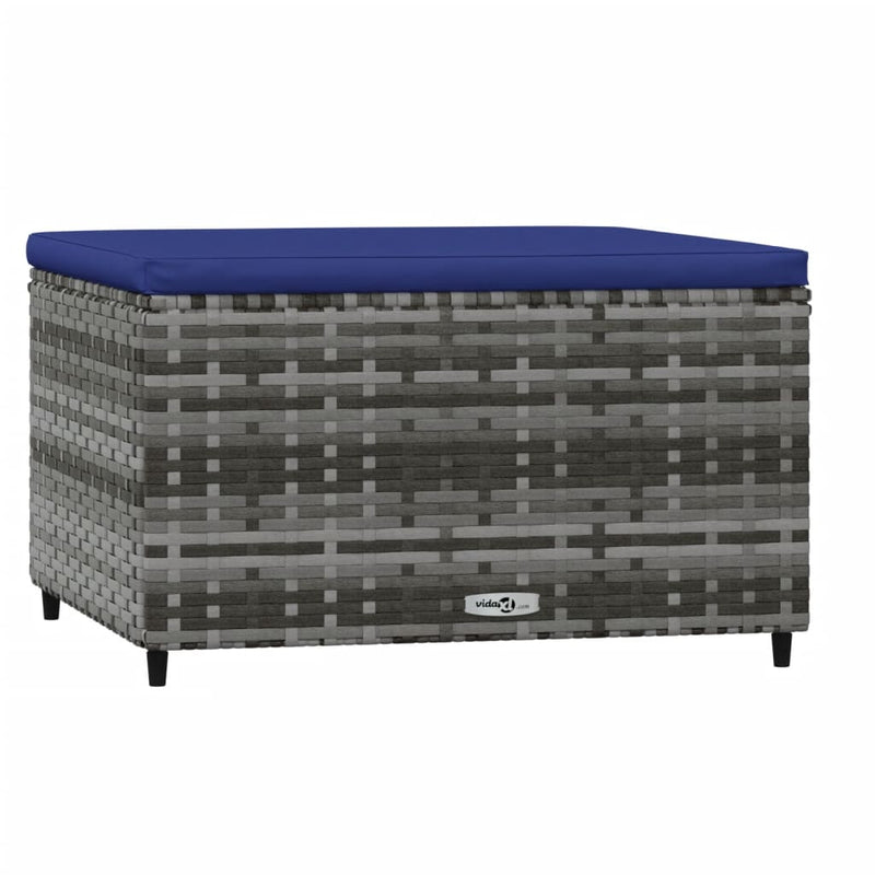 vidaXL szürke polyrattan kerti lábtartó párnával