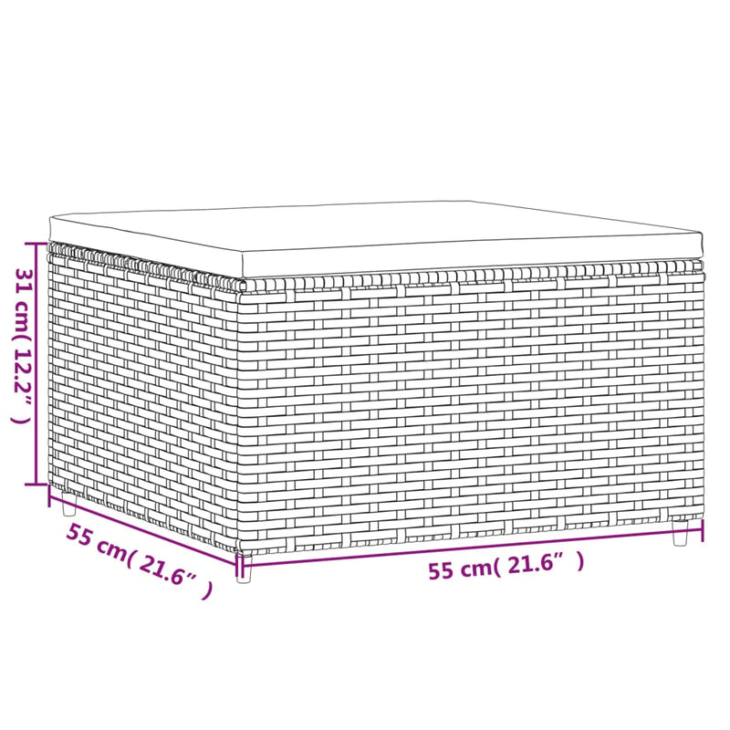 vidaXL szürke polyrattan kerti lábtartó párnával