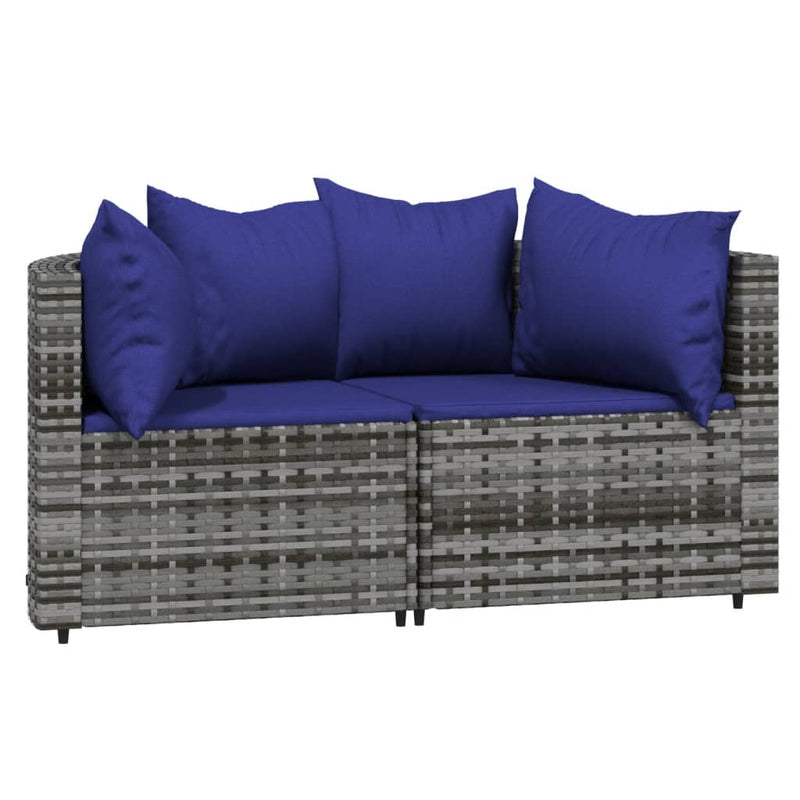 vidaXL 3 részes szürke polyrattan kerti ülőgarnitúra párnákkal