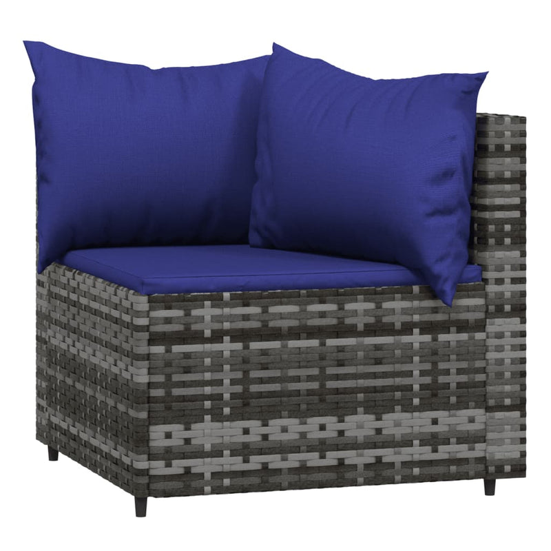 vidaXL 3 részes szürke polyrattan kerti ülőgarnitúra párnákkal
