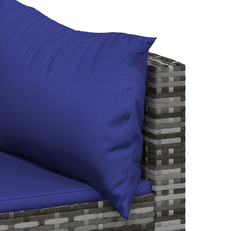 vidaXL 3 részes szürke polyrattan kerti ülőgarnitúra párnákkal