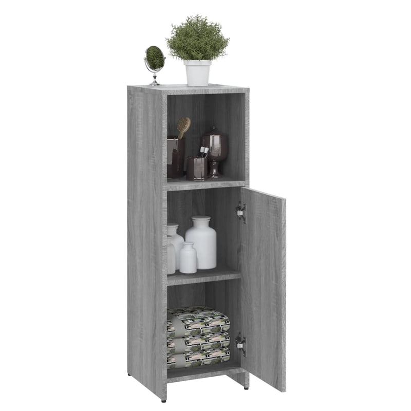 vidaXL szürke sonoma színű szerelt fa fürdőszobaszekrény 30x30x95 cm