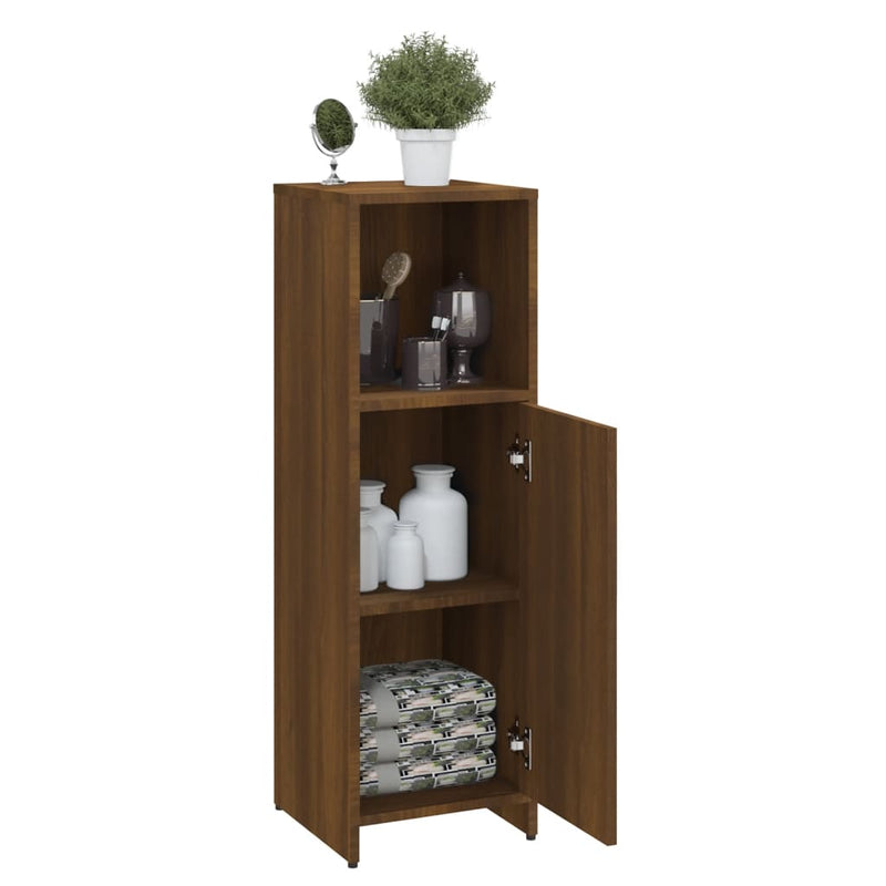vidaXL barna tölgy színű szerelt fa fürdőszobaszekrény 30x30x95 cm
