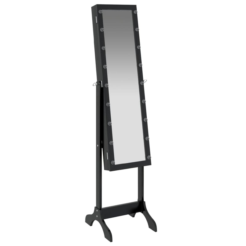 vidaXL fekete szabadon álló tükör LED-del 34 x 37 x 146 cm