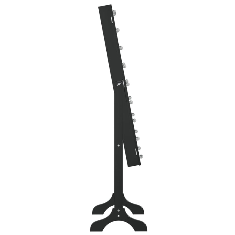 vidaXL fekete szabadon álló tükör LED-del 34 x 37 x 146 cm