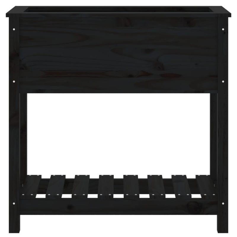 vidaXL fekete tömör fenyőfa növénytartó polccal 82,5x34,5x81 cm
