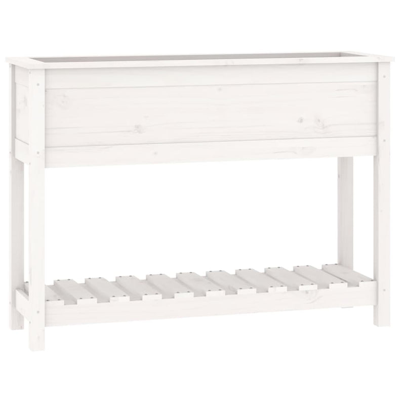 vidaXL fehér tömör fenyőfa növénytartó polccal 111,5x34,5x81 cm