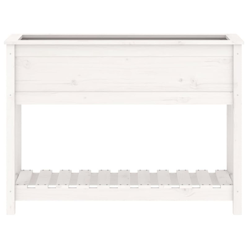 vidaXL fehér tömör fenyőfa növénytartó polccal 111,5x34,5x81 cm