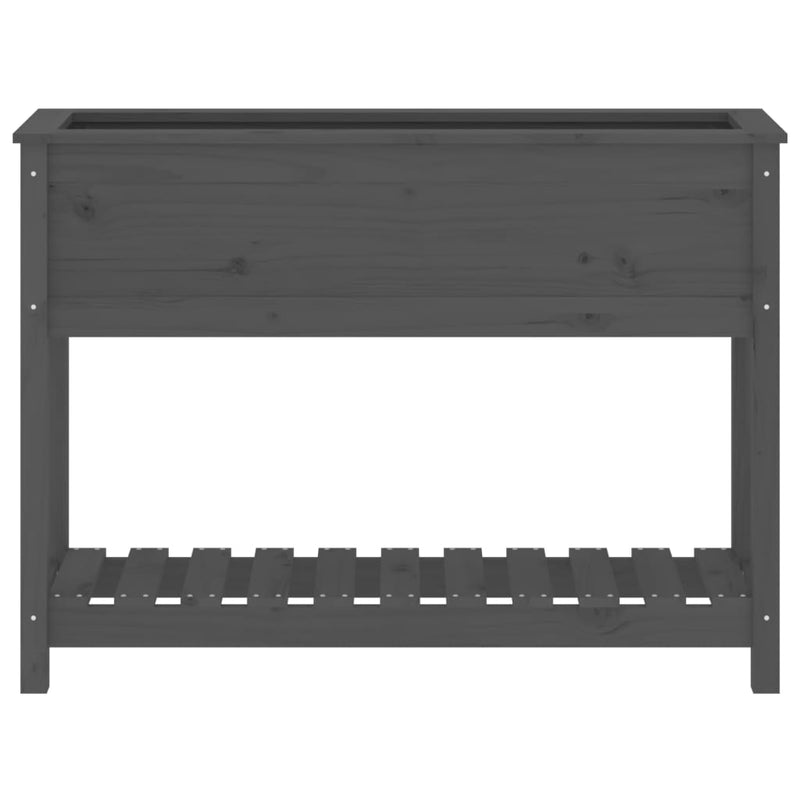 vidaXL szürke tömör fenyőfa növénytartó polccal 111,5x34,5x81 cm