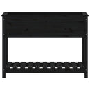 vidaXL fekete tömör fenyőfa növénytartó polccal 111,5x34,5x81 cm