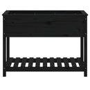 vidaXL fekete tömör fenyőfa növénytartó polccal 111,5x54x81 cm