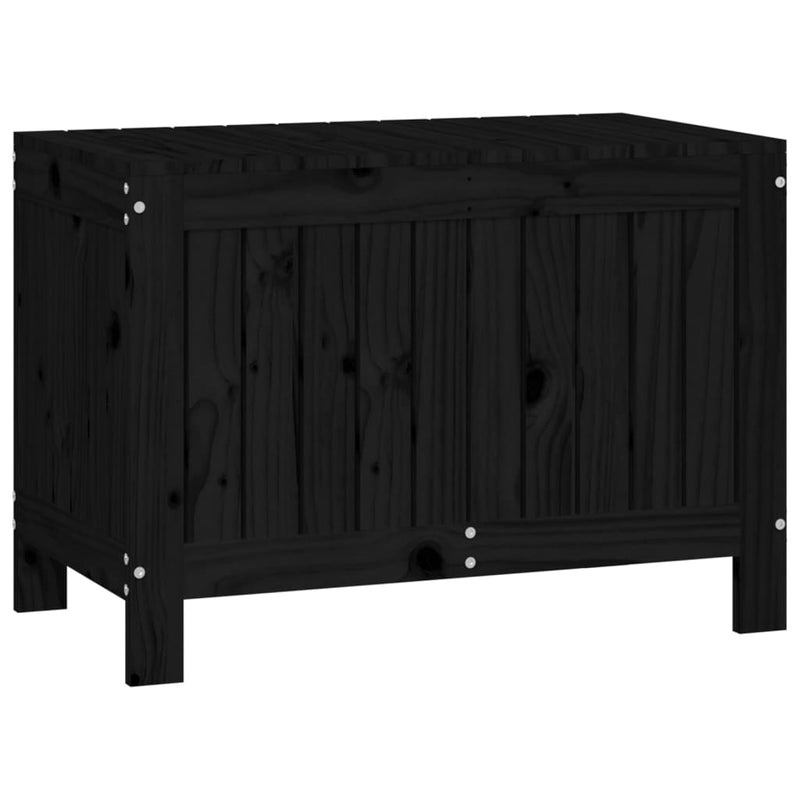 vidaXL fekete tömör fenyőfa kerti tárolóláda 76 x 42,5 x 54 cm