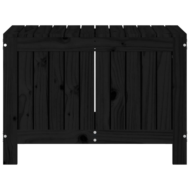 vidaXL fekete tömör fenyőfa kerti tárolóláda 76 x 42,5 x 54 cm