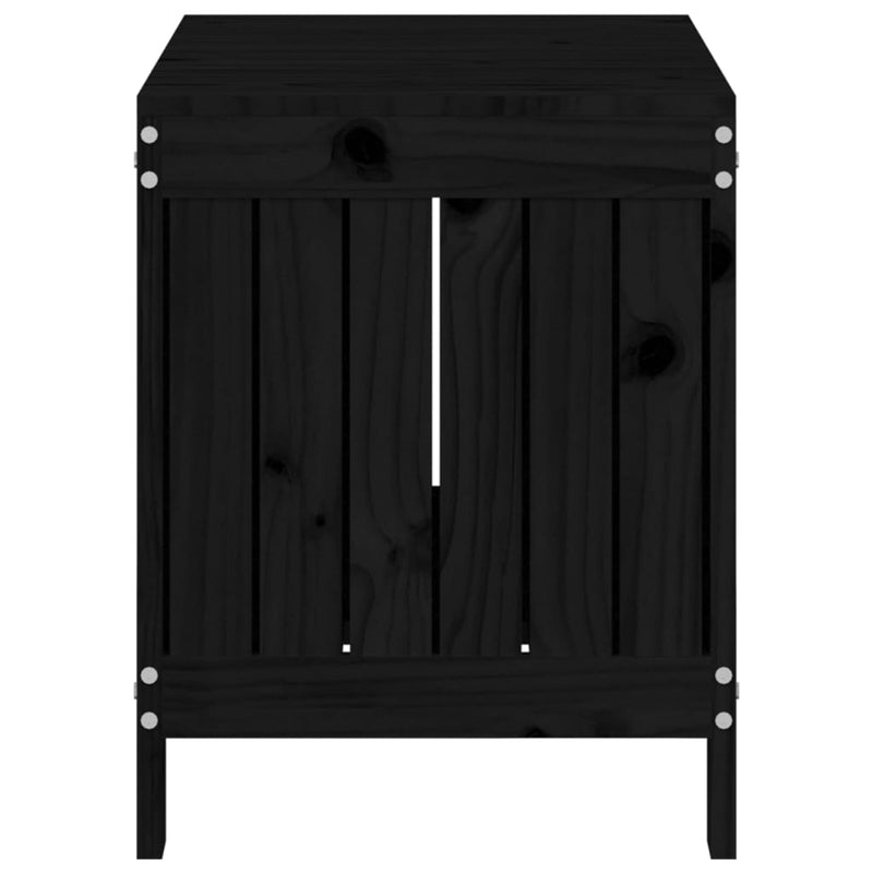 vidaXL fekete tömör fenyőfa kerti tárolóláda 76 x 42,5 x 54 cm