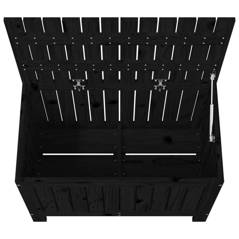 vidaXL fekete tömör fenyőfa kerti tárolóláda 76 x 42,5 x 54 cm