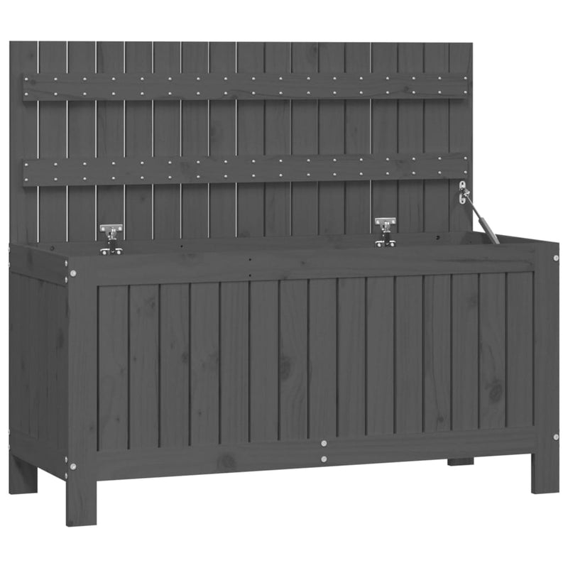 vidaXL szürke tömör fenyőfa kerti tárolóláda 108x42,5x54 cm