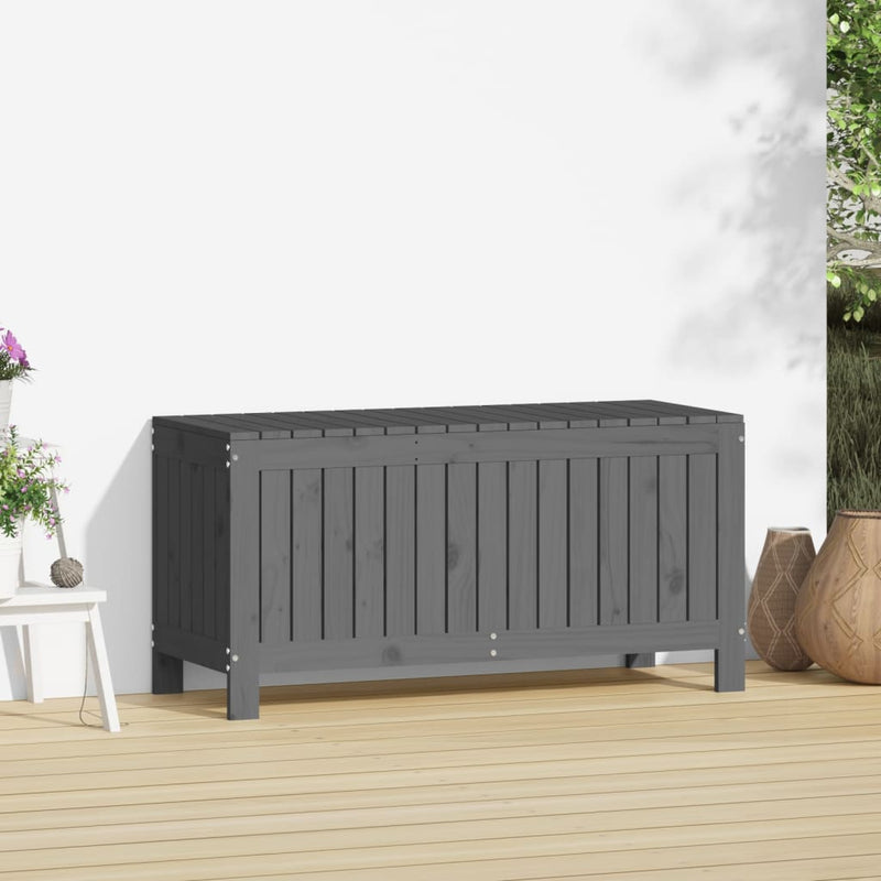 vidaXL szürke tömör fenyőfa kerti tárolóláda 108x42,5x54 cm