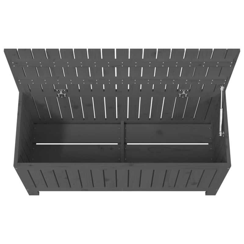 vidaXL szürke tömör fenyőfa kerti tárolóláda 108x42,5x54 cm
