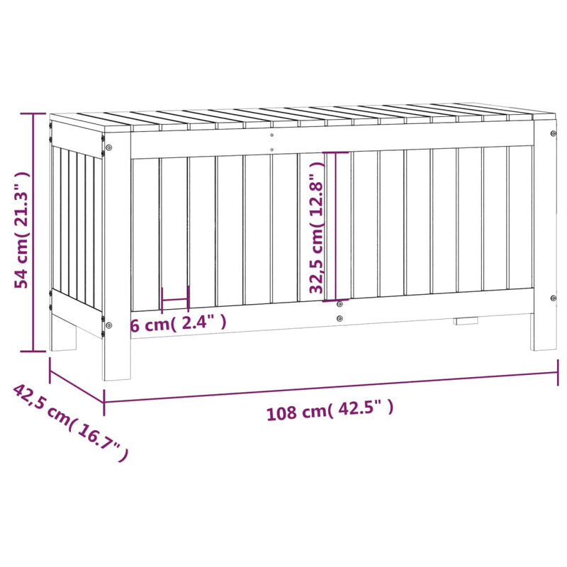 vidaXL szürke tömör fenyőfa kerti tárolóláda 108x42,5x54 cm