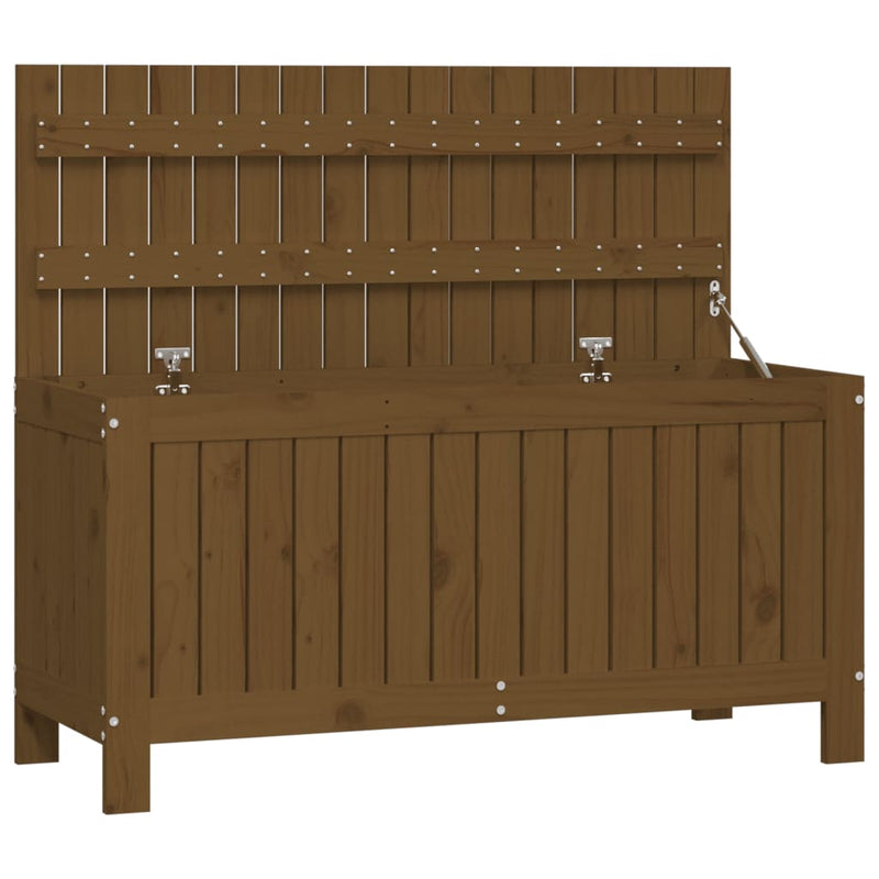 vidaXL mézbarna tömör fenyőfa kerti tárolóláda 108x42,5x54 cm