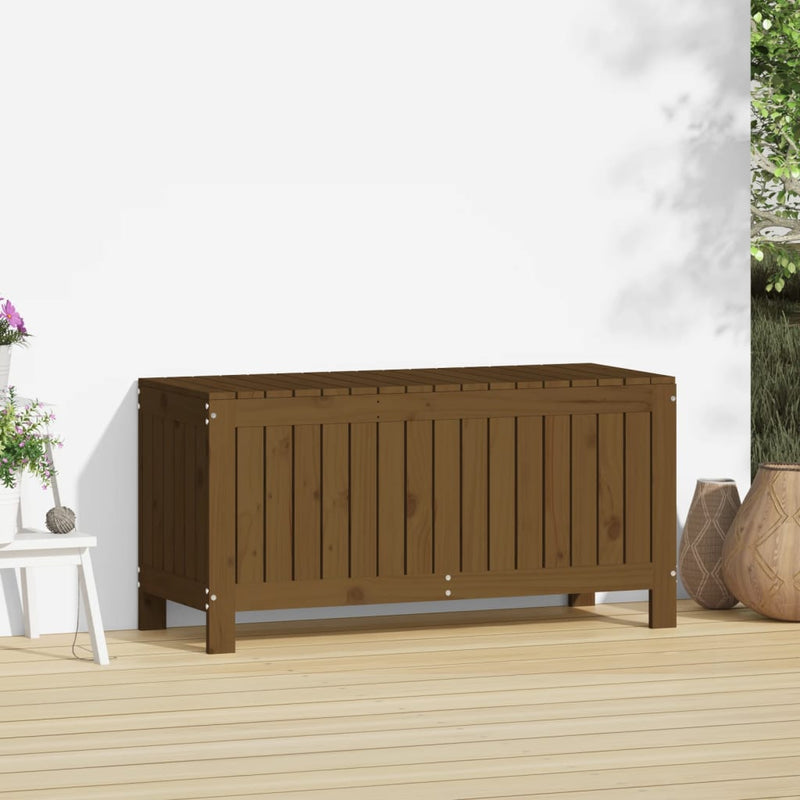 vidaXL mézbarna tömör fenyőfa kerti tárolóláda 108x42,5x54 cm