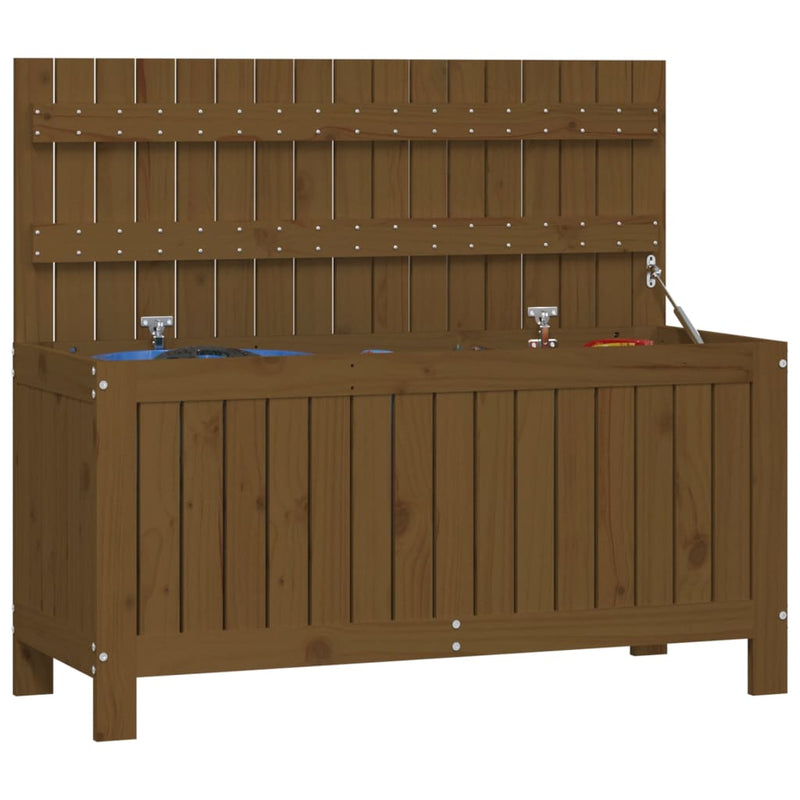 vidaXL mézbarna tömör fenyőfa kerti tárolóláda 108x42,5x54 cm