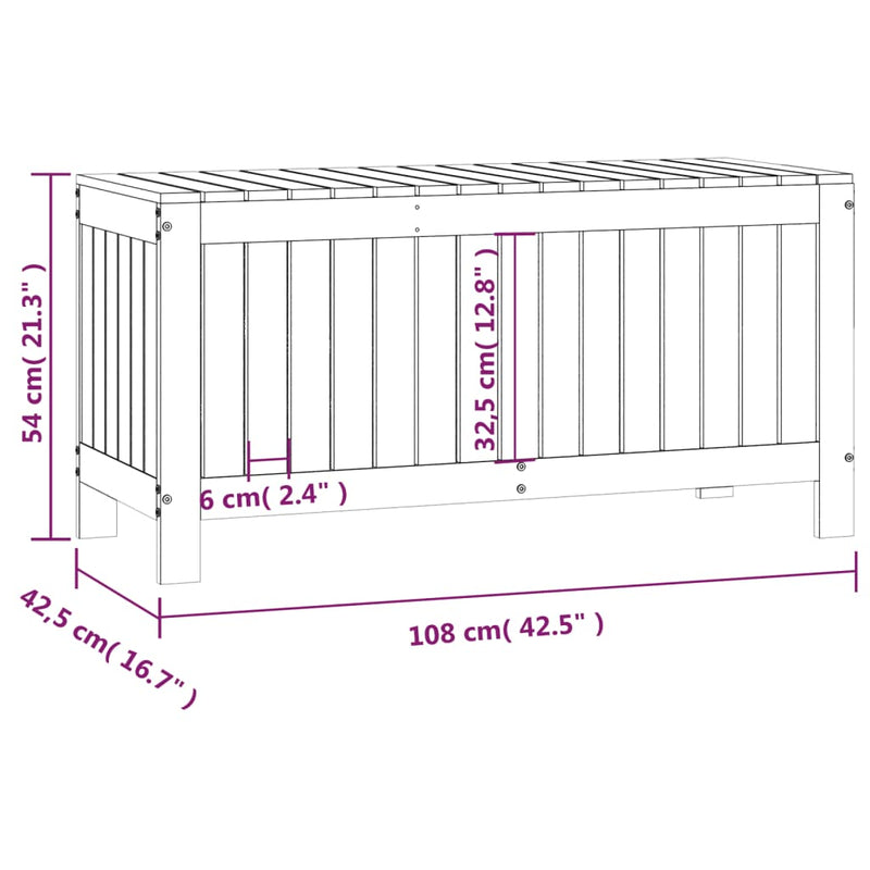 vidaXL mézbarna tömör fenyőfa kerti tárolóláda 108x42,5x54 cm