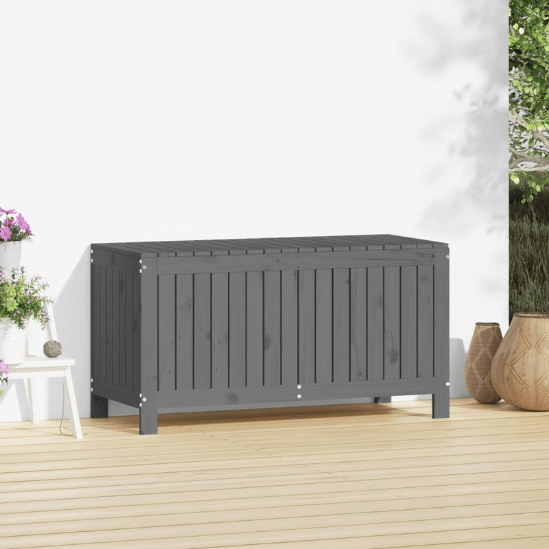 vidaXL szürke tömör fenyőfa kerti tárolóláda 115x49x60 cm