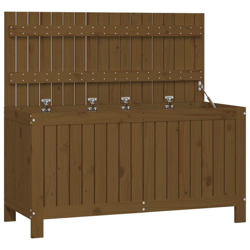 vidaXL mézbarna tömör fenyőfa kerti tárolóláda 115 x 49 x 60 cm