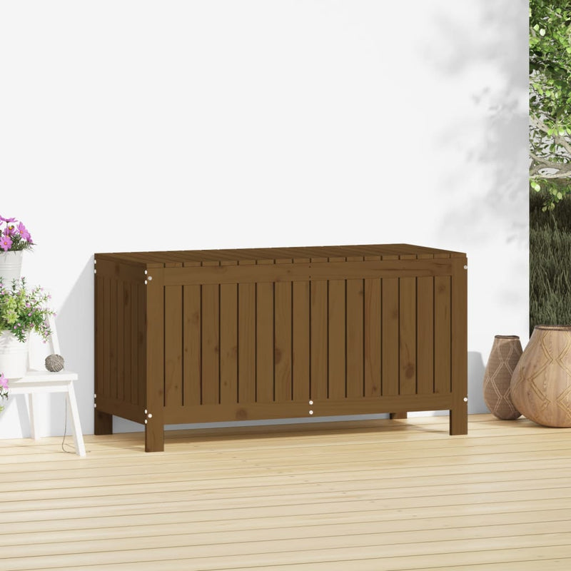 vidaXL mézbarna tömör fenyőfa kerti tárolóláda 115 x 49 x 60 cm
